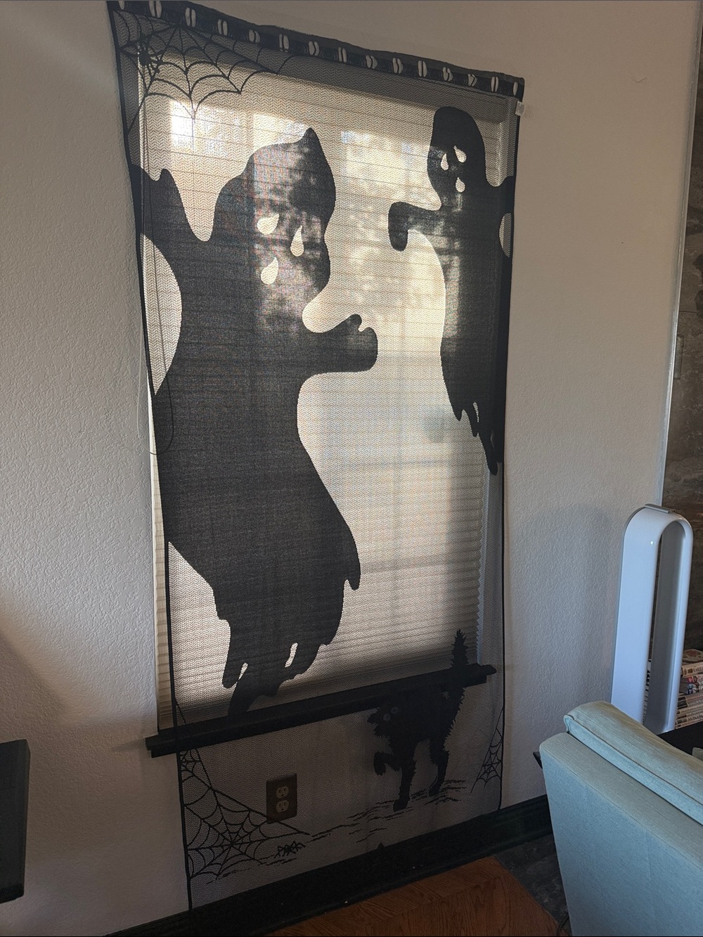 Halloween Ghost Window Curtain - Black Decorative Wall Decor